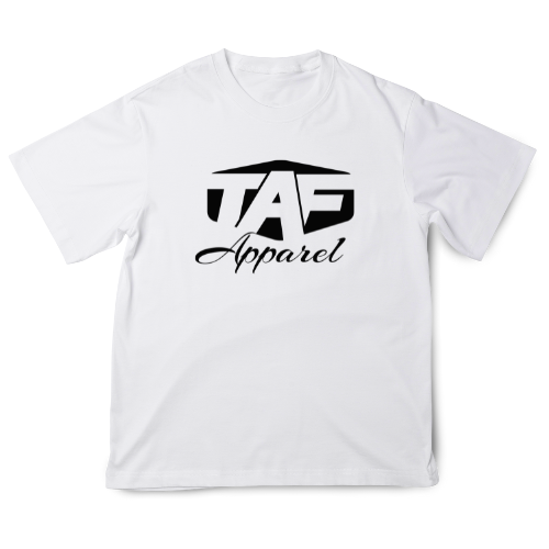 Classic Logo Tee – Bold White T-Shirt with Black TAF Print - ACTIVE Tee