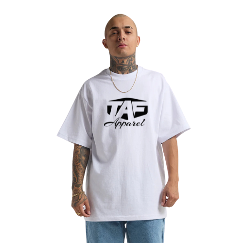 Classic Logo Tee – Bold White T-Shirt with Black TAF Print - ACTIVE Tee